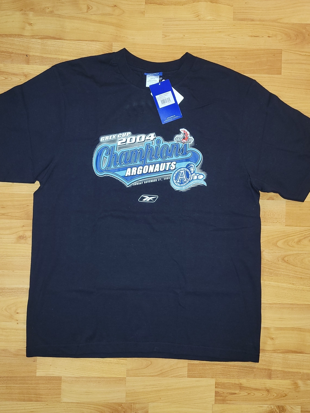 Toronto Argonauts CFL LARGE NWT T-shirt Deadstock Reebok Navy 2004 Champions